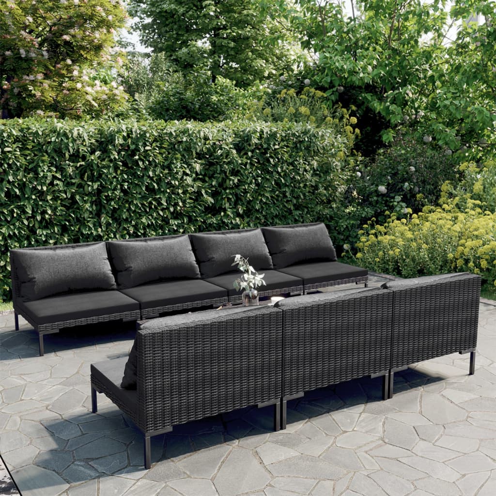 vidaXL 8 Piece Garden Lounge Set with Cushions Poly Rattan Dark Grey