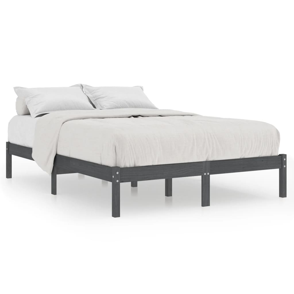 vidaXL Bed Frame without Mattress Grey Solid Wood 200x200 cm