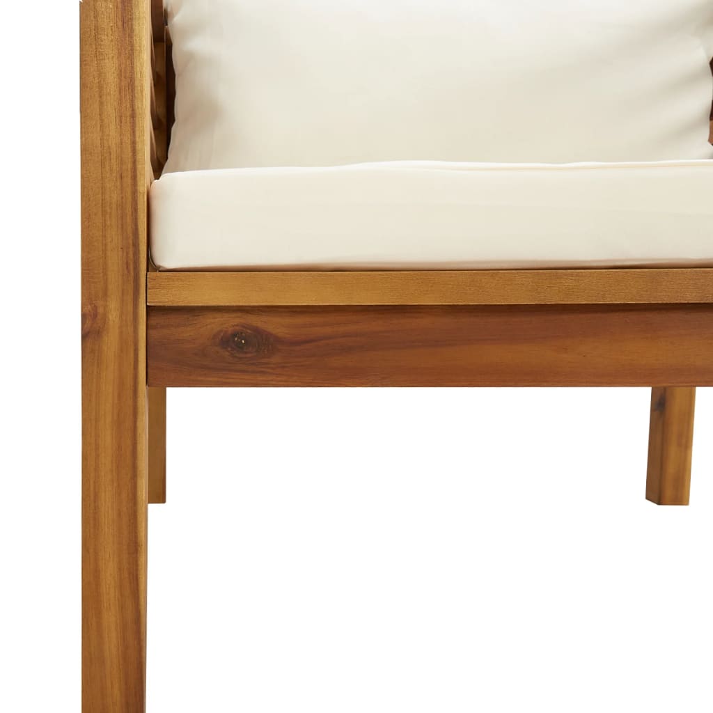 vidaXL Garden Chair with Cream White Cushions Solid Acacia Wood