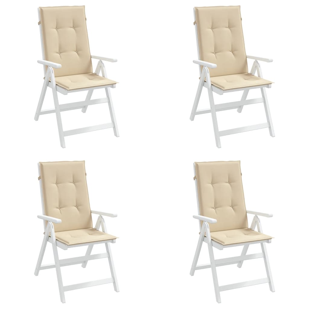 vidaXL Garden Highback Chair Cushions 4 pcs Beige 120x50x3 cm Fabric