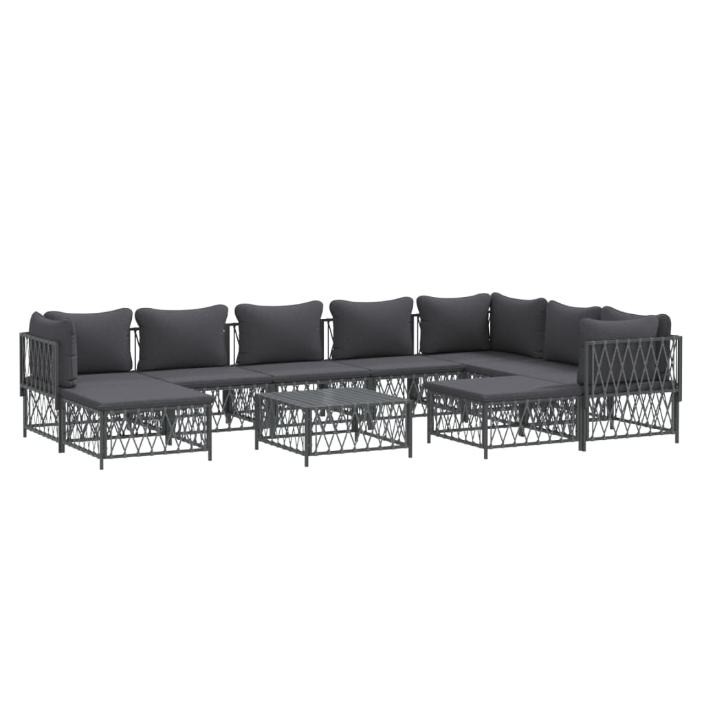 vidaXL 10 Piece Garden Lounge Set with Cushions Anthracite Steel