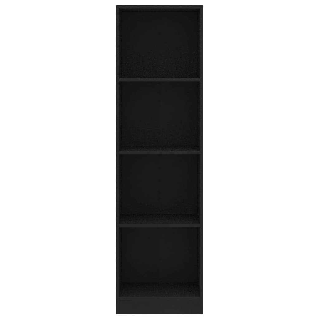 vidaXL 4-Tier Book Cabinet Black 40x24x142 cm Engineered Wood