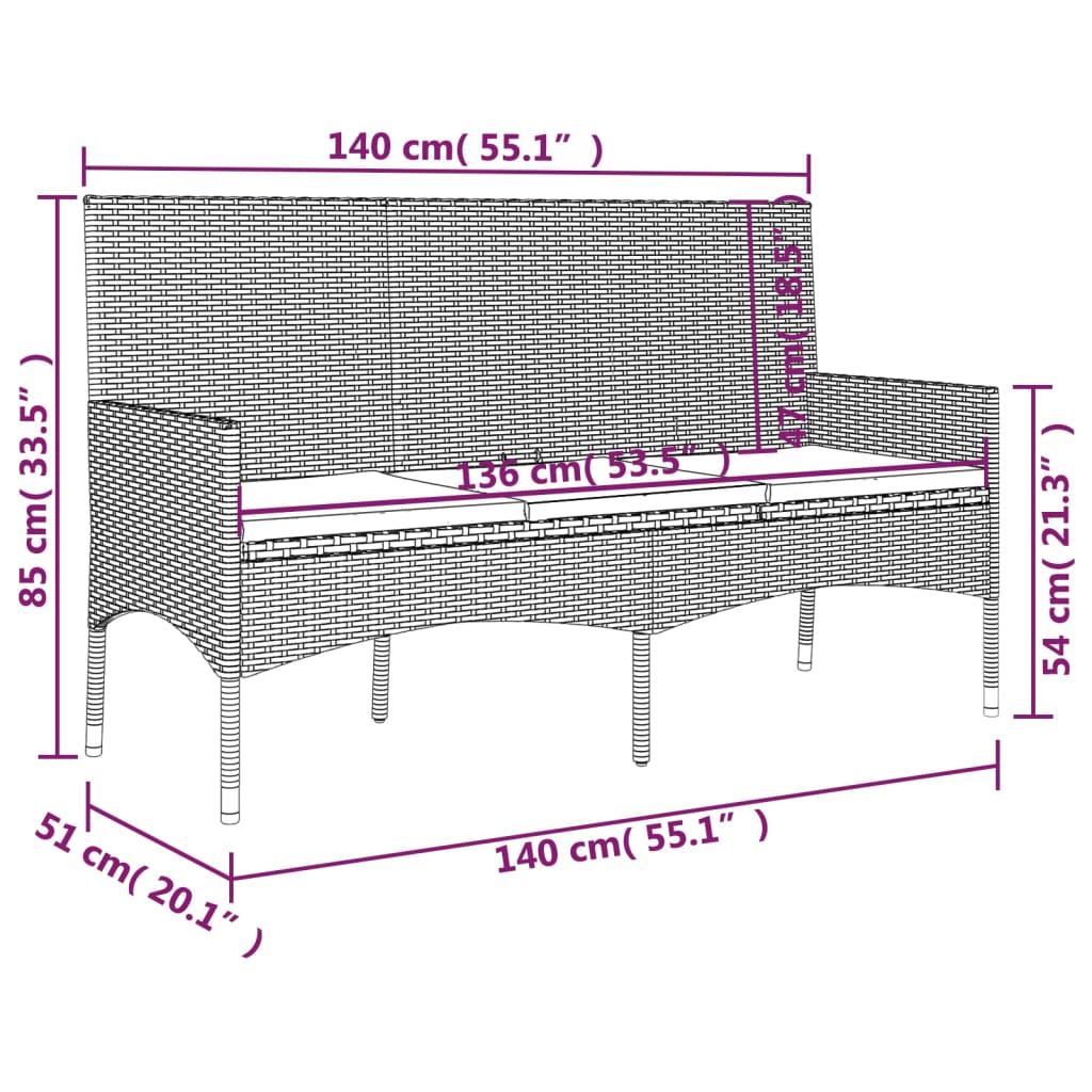 vidaXL 4 Piece Garden Lounge Set with Cushions Grey Poly Rattan