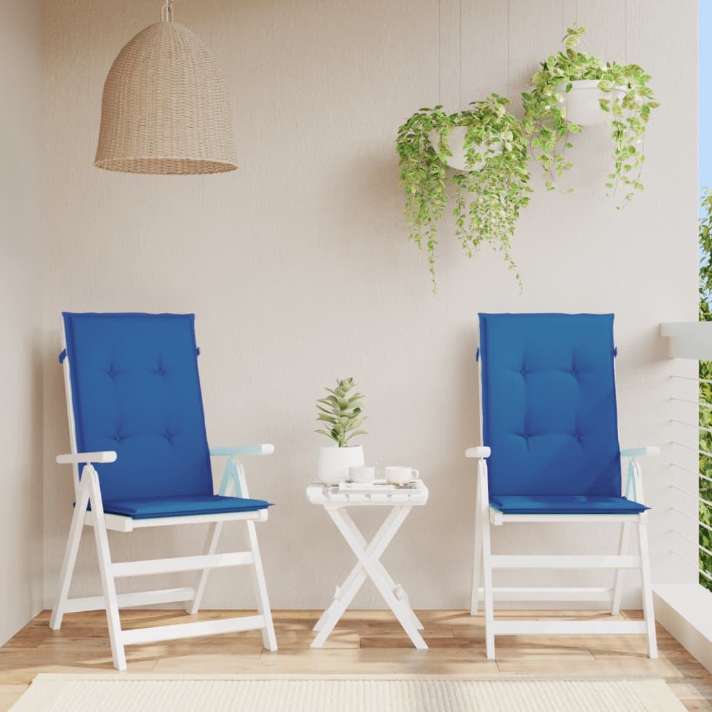 vidaXL Garden Highback Chair Cushions 2 pcs Royal Blue 120x50x3 cm Fabric