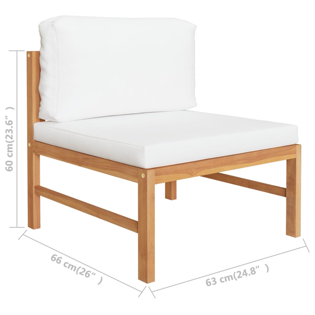 vidaXL 4-Seater Garden Sofa with Cream Cushions Solid Teak Wood