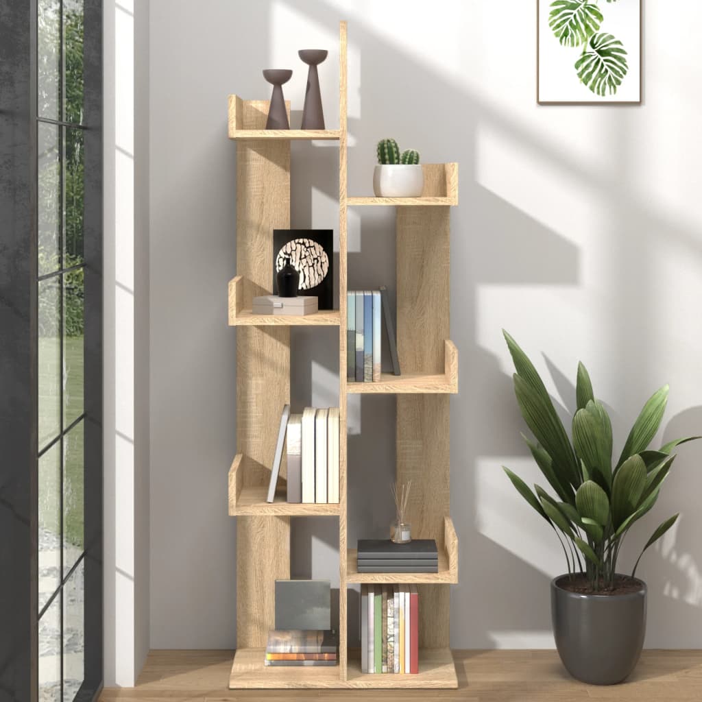 vidaXL Book Cabinet Sonoma Oak 48x25.5x140 cm Engineered Wood