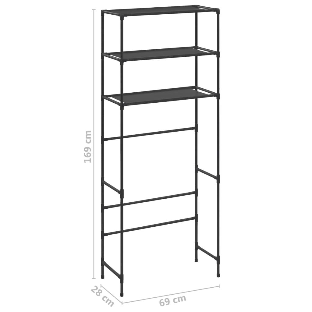 vidaXL 3-Tier Storage Rack over Laundry Machine Black 69x28x169 cm