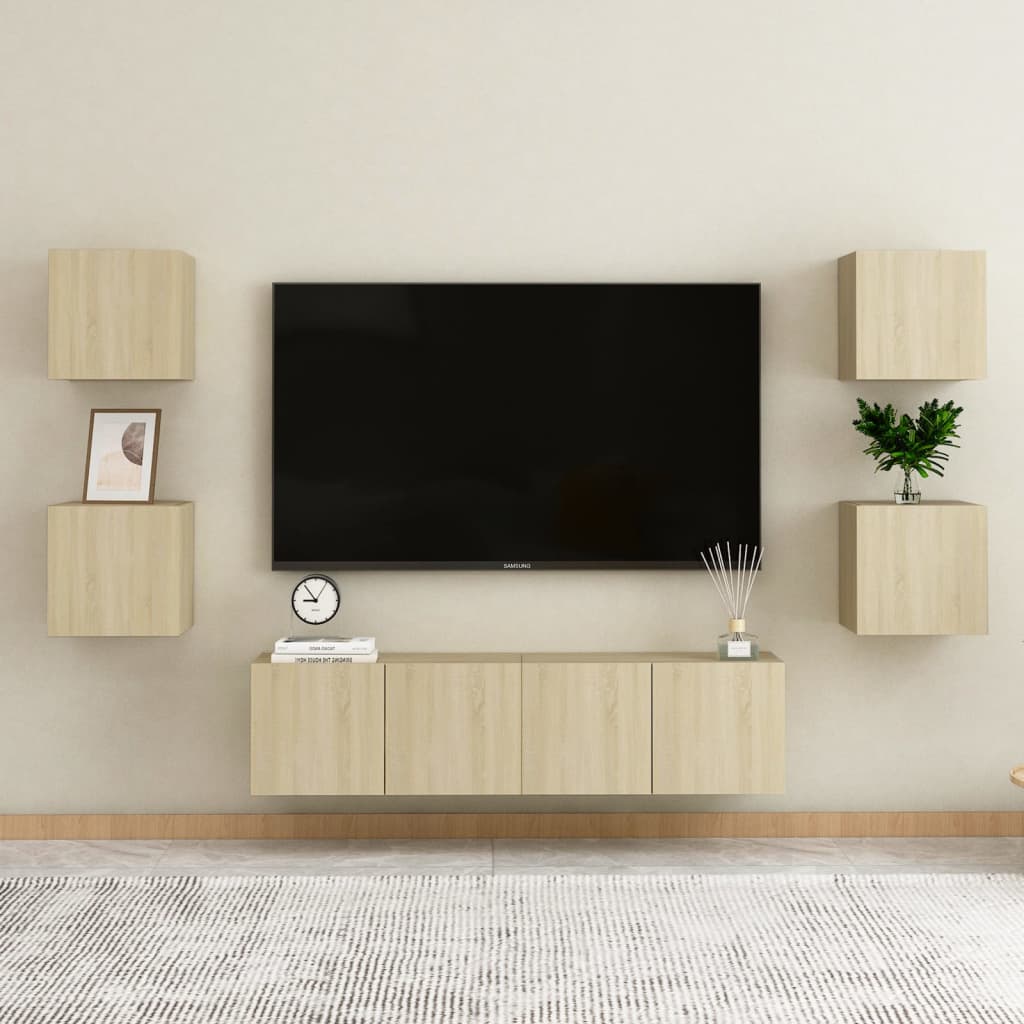 vidaXL Wall Mounted TV Cabinets 2 pcs Sonoma Oak 30.5x30x30 cm
