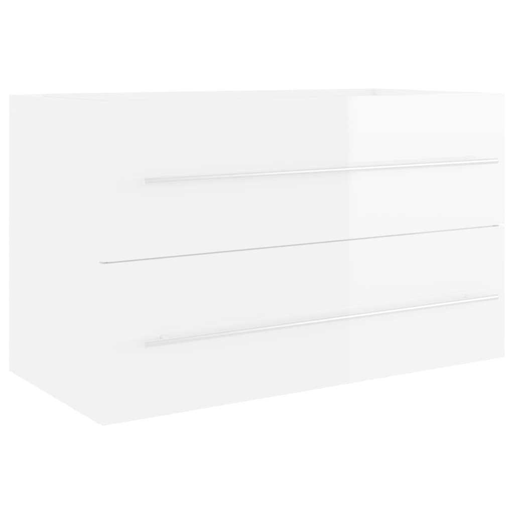 vidaXL 2 Piece Bathroom Furniture Set High Gloss White Engineered Wood