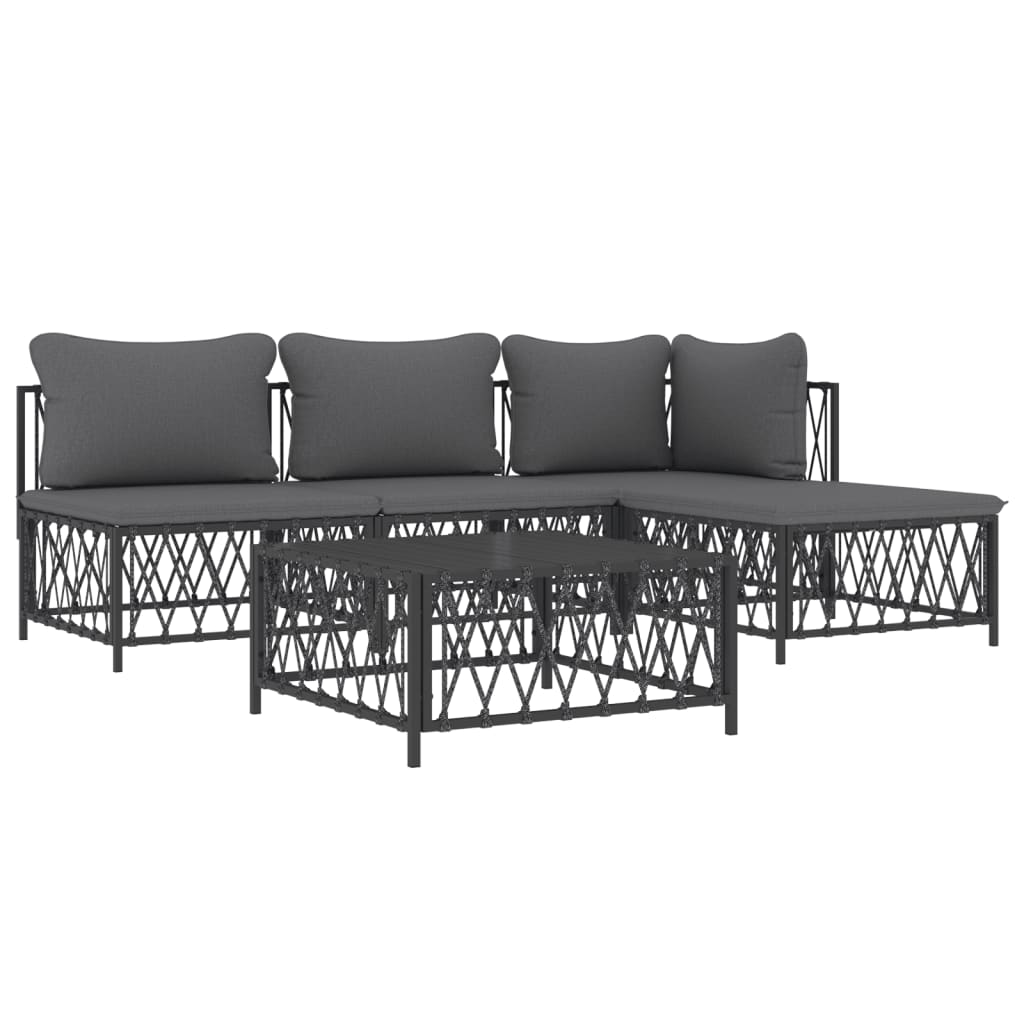 vidaXL 5 Piece Garden Lounge Set with Cushions Anthracite Steel