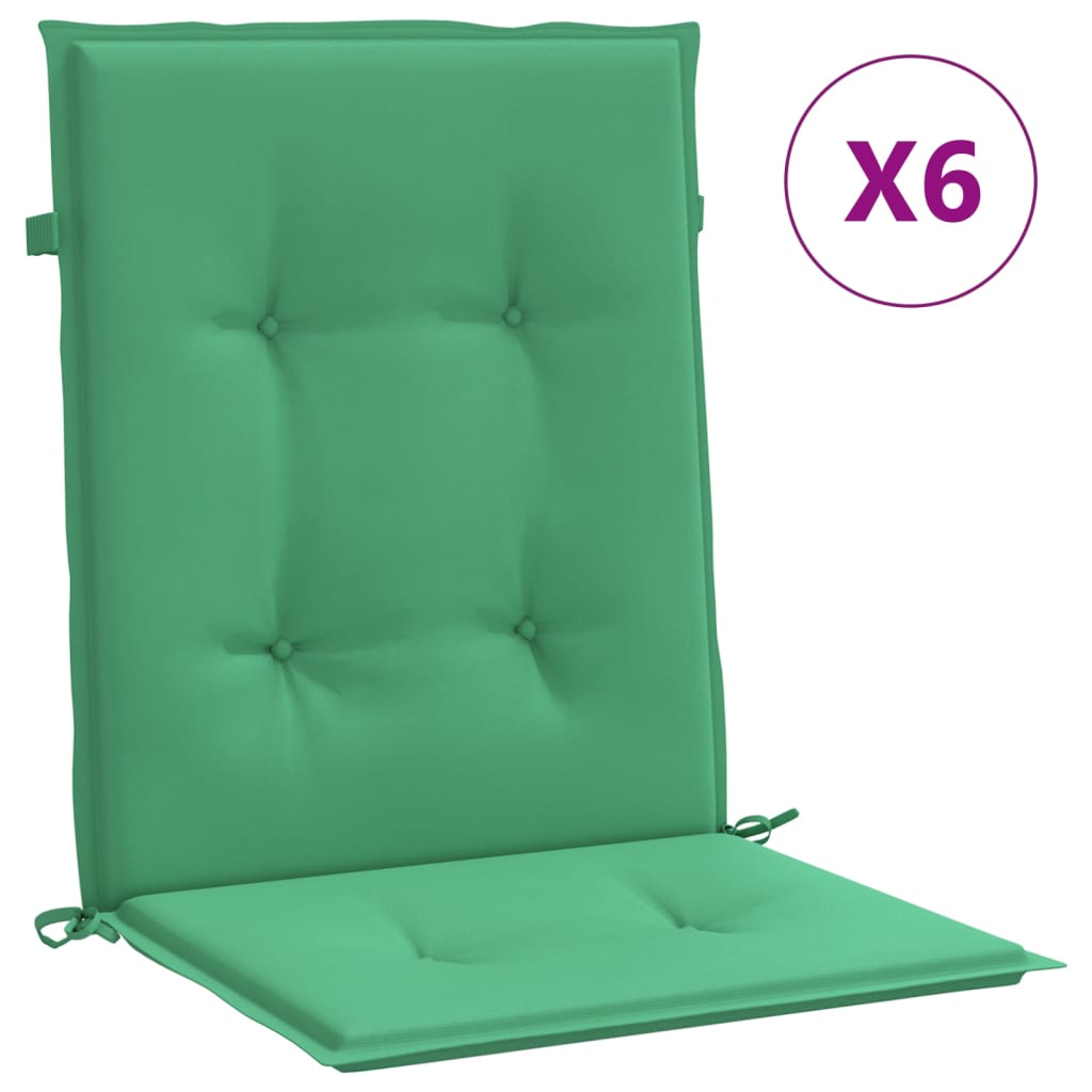 vidaXL Garden Lowback Chair Cushions 6 pcs Green 100x50x3 cm Oxford Fabric