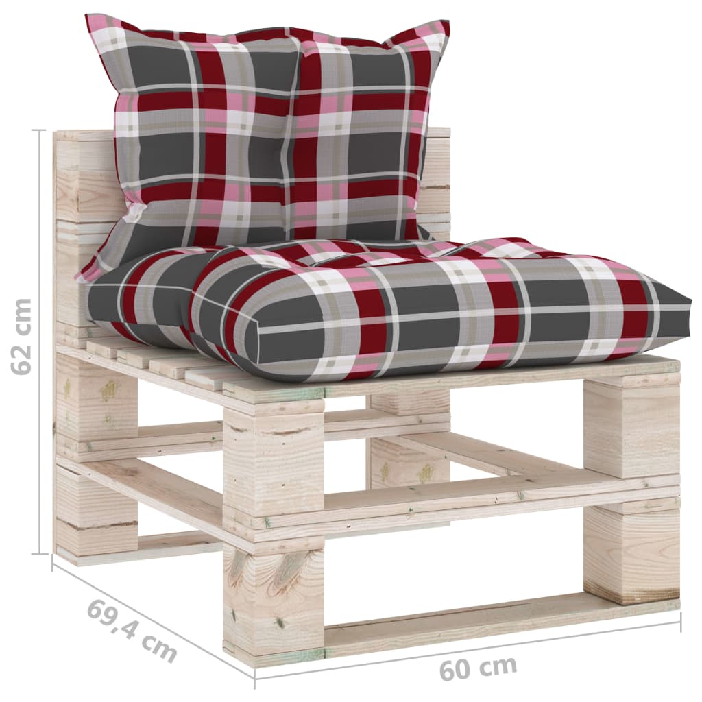 vidaXL Garden Pallet Middle Sofa with Cushions Pinewood