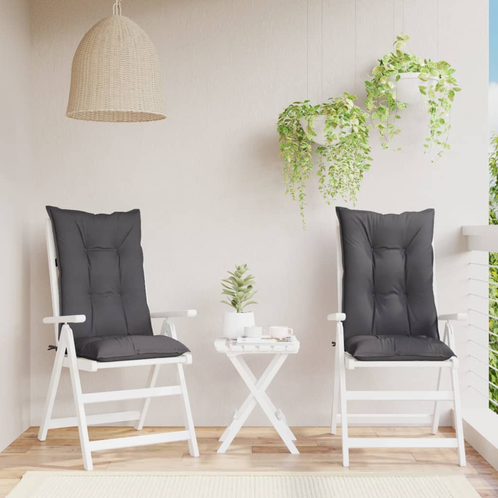 vidaXL Garden Highback Chair Cushions 2 pcs Anthracite 120x50x7 cm Fabric