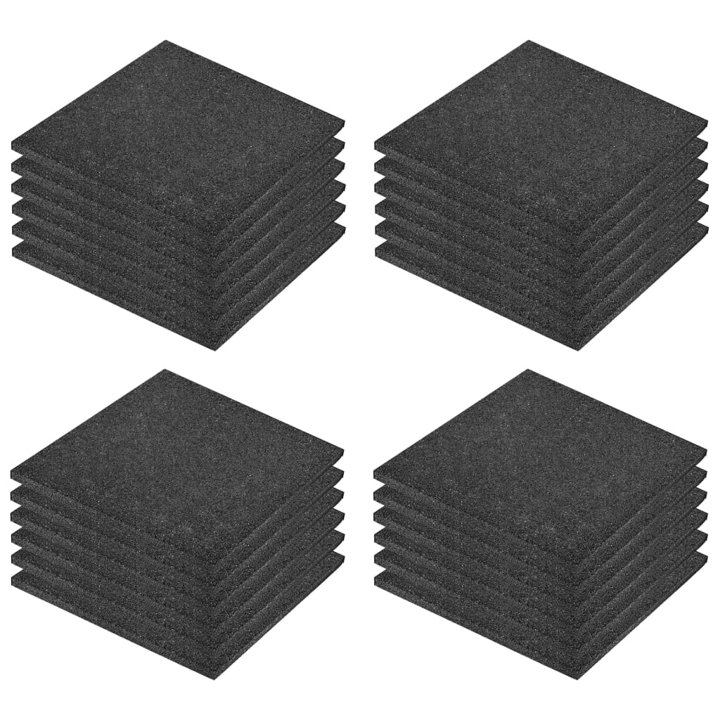 vidaXL Fall Protection Tiles 24 pcs Rubber 50x50x3 cm Black