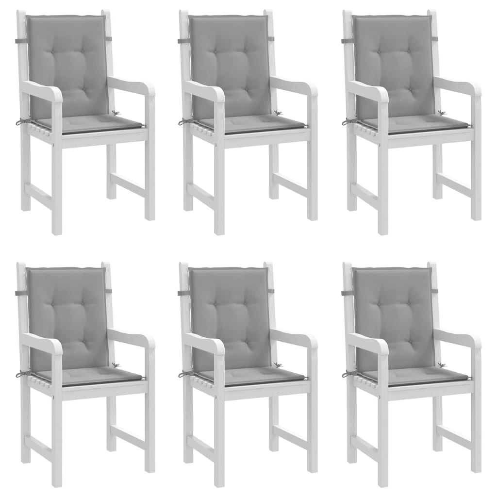 vidaXL Garden Lowback Chair Cushions 6 pcs Grey Oxford Fabric