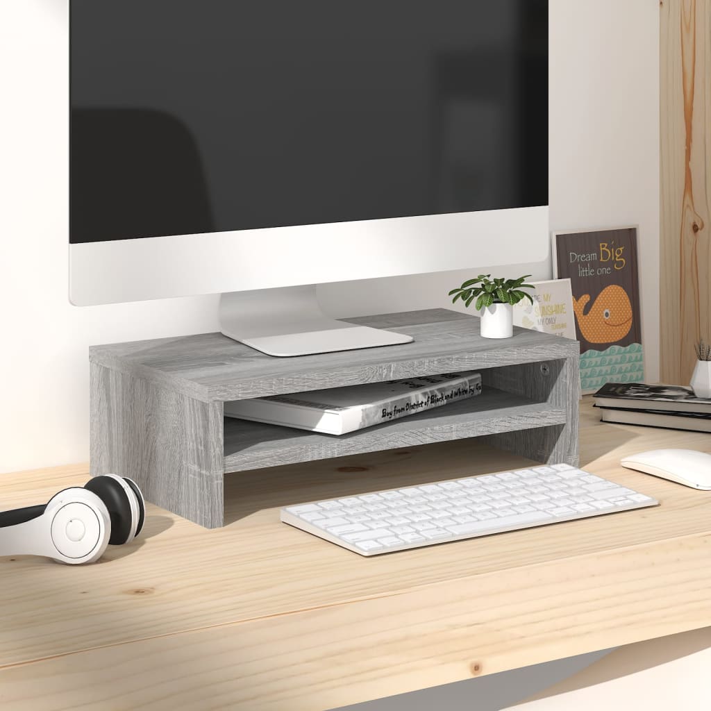 vidaXL Monitor Stand Grey Sonoma 42x24x13 cm Engineered Wood