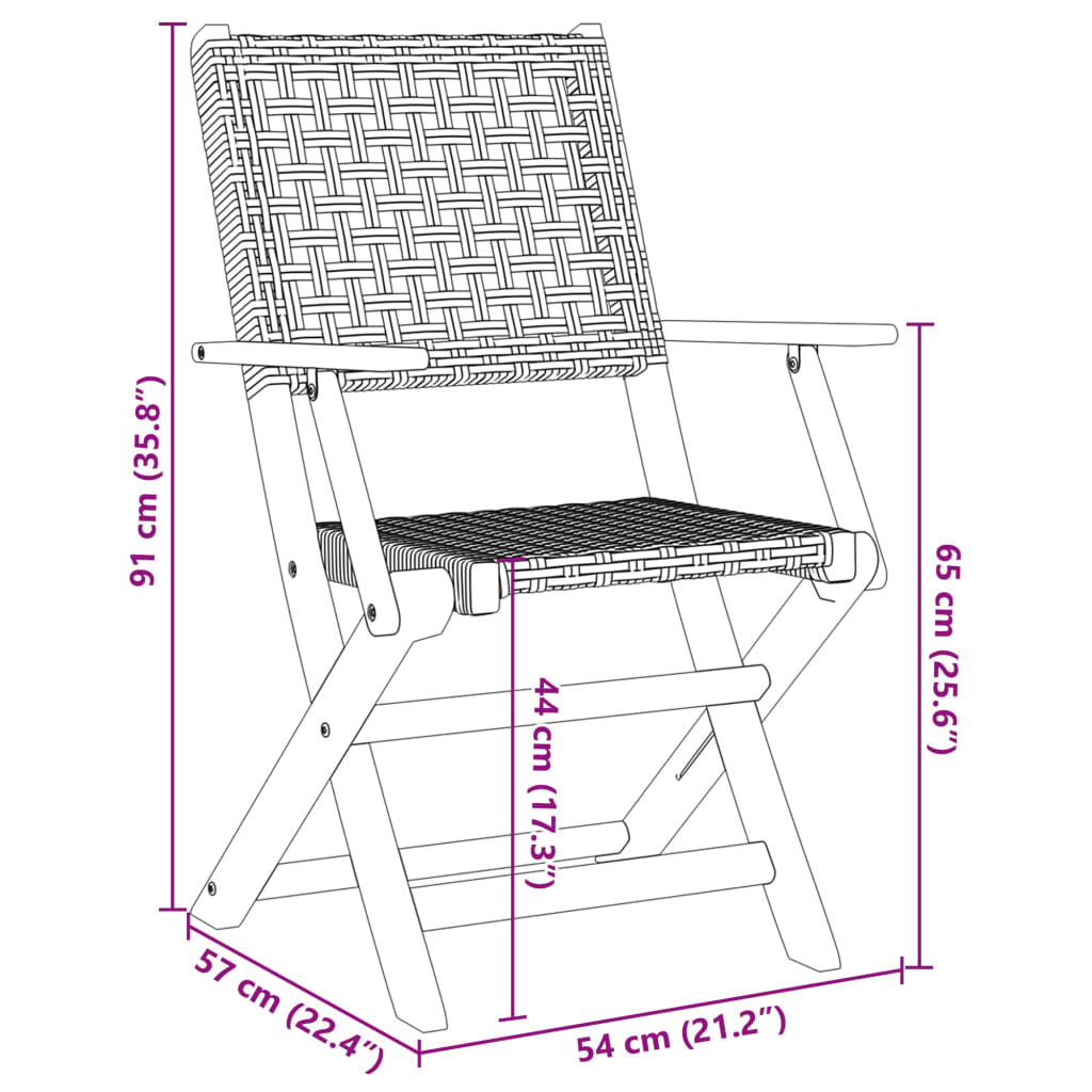 vidaXL Garden Chairs 2 pcs Grey Solid Wood Acacia and Poly Rattan