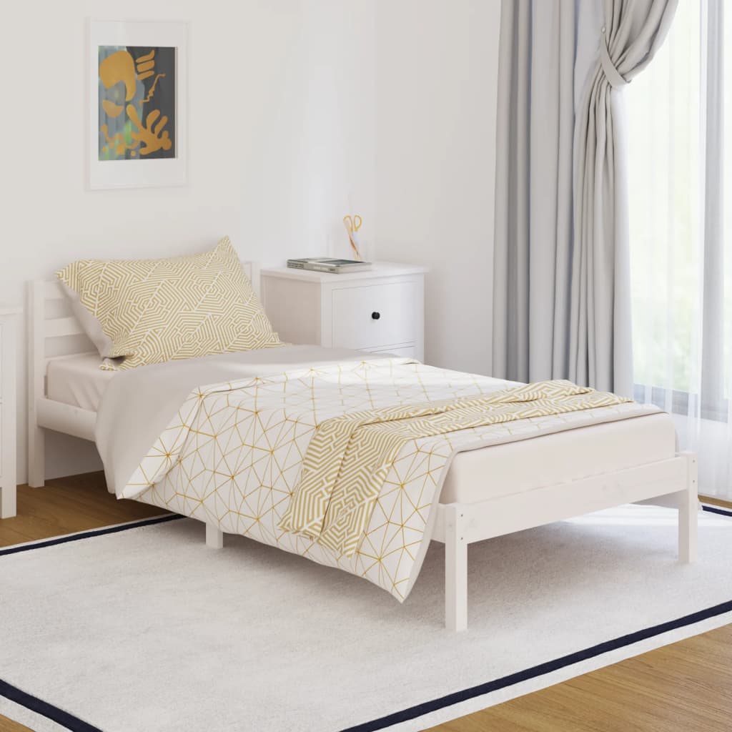 vidaXL Bed Frame without Mattress Solid Wood Pine 90x200 cm White