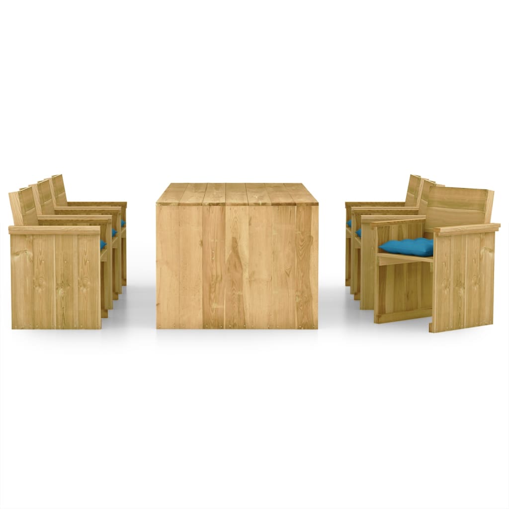 vidaXL 7 Piece Garden Dining Set with Cushions Impregnated Pinewood