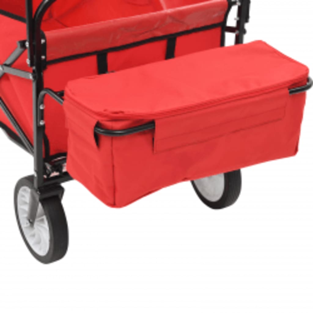 vidaXL Folding Hand Trolley with Canopy Steel Red