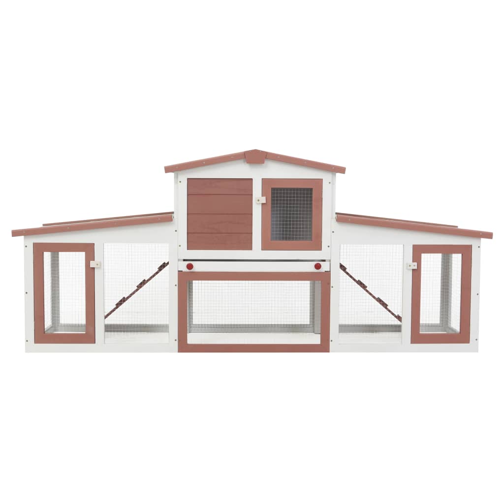 vidaXL Outdoor Large Rabbit Hutch Brown and White 204x45x85 cm Wood