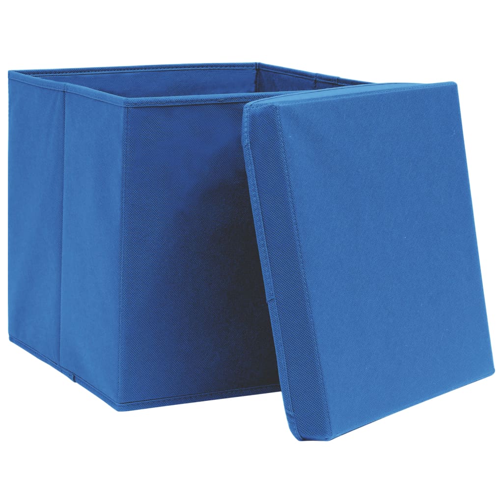 vidaXL Storage Boxes with Lids 10 pcs Blue 32x32x32 cm Fabric