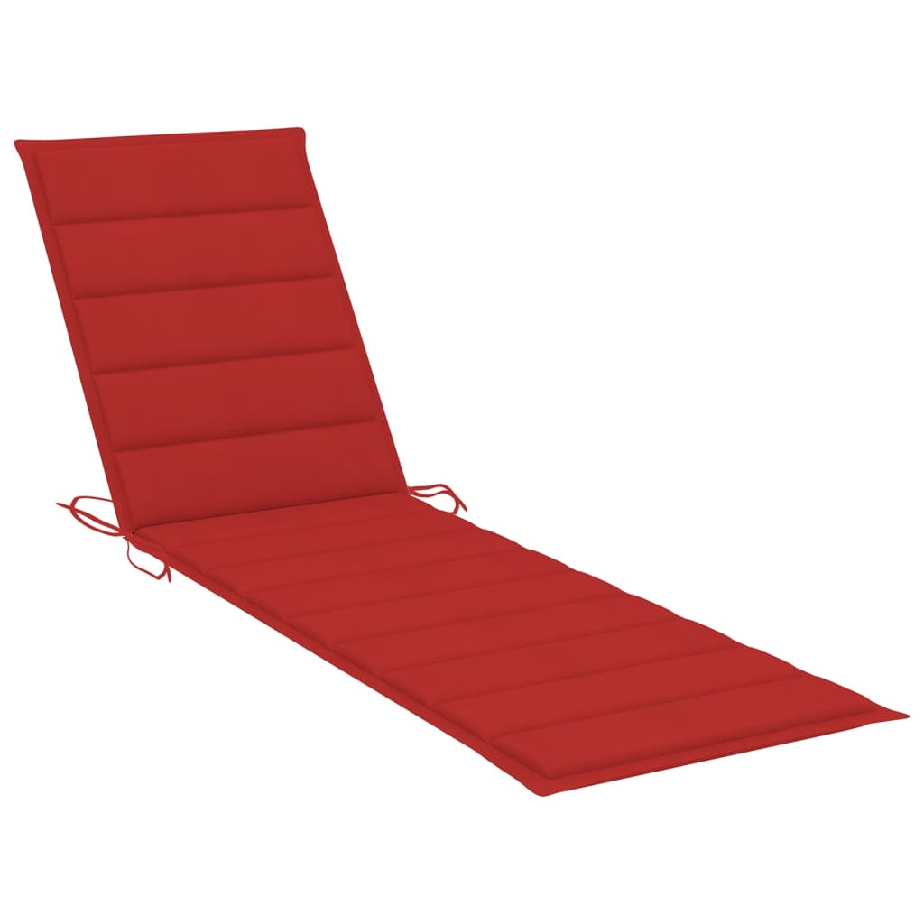 vidaXL Sun Loungers 2 pcs with Red Cushion Solid Teak Wood