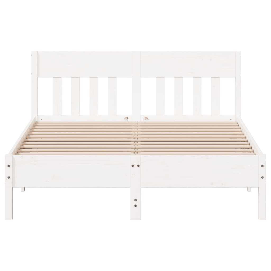 vidaXL Bed Frame with Headboard White 120x200 cm Solid Wood Pine