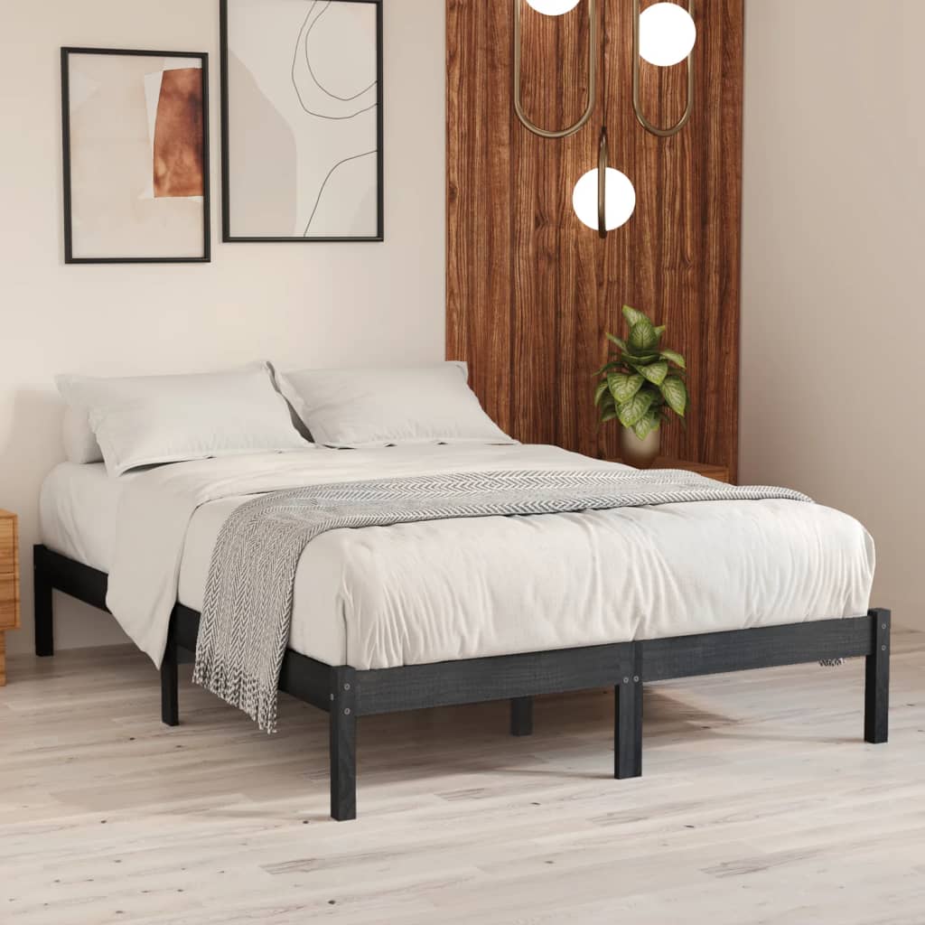 vidaXL Bed Frame without Mattress Grey Solid Wood 200x200 cm