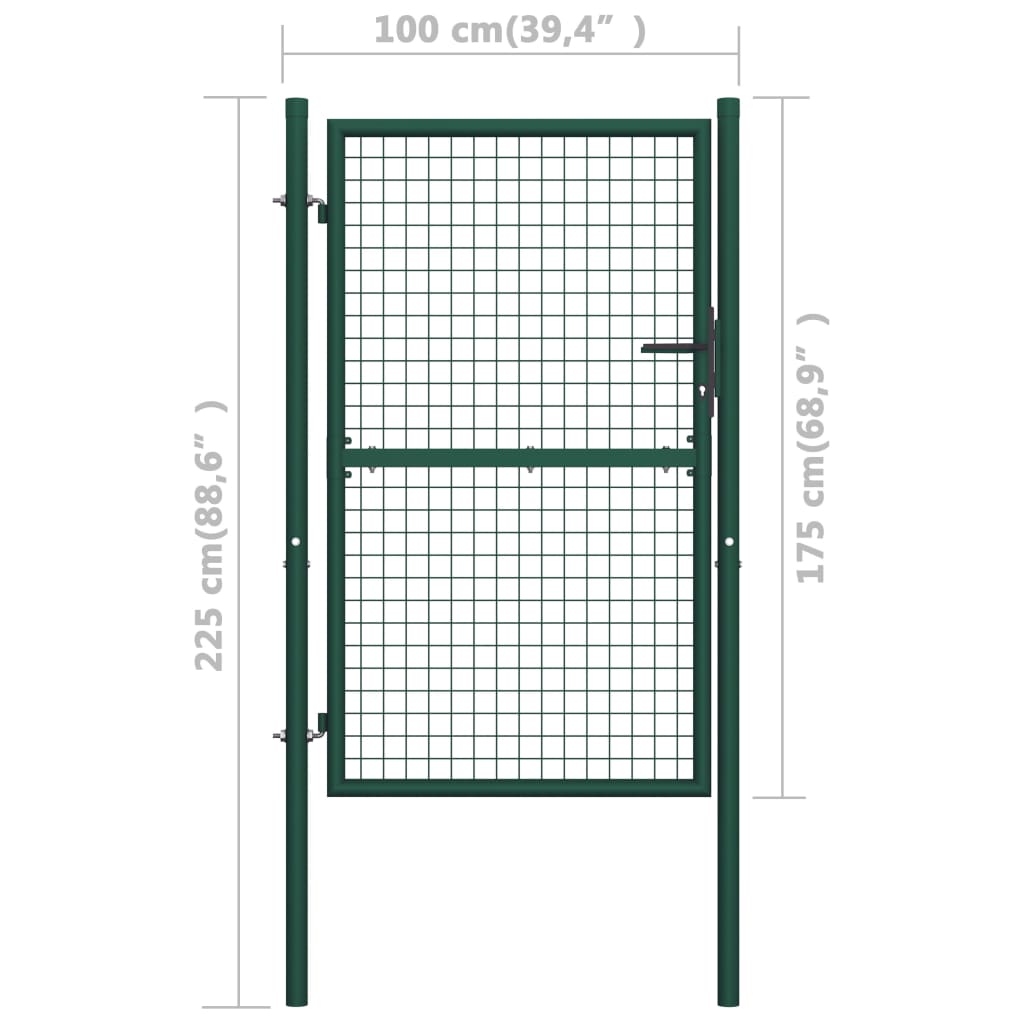 vidaXL Fence Gate Steel 100x175 cm Green