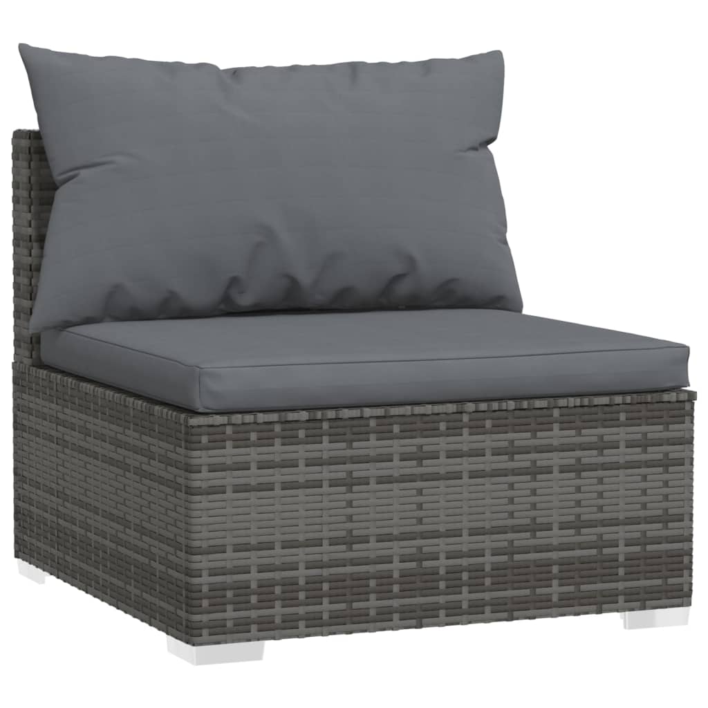 vidaXL 11 Piece Garden Lounge Set with Cushions Grey Poly Rattan