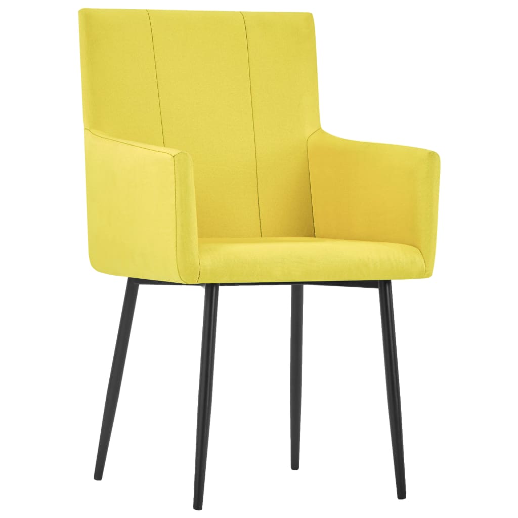 vidaXL Dining Chairs with Armrests 2 pcs Yellow Fabric