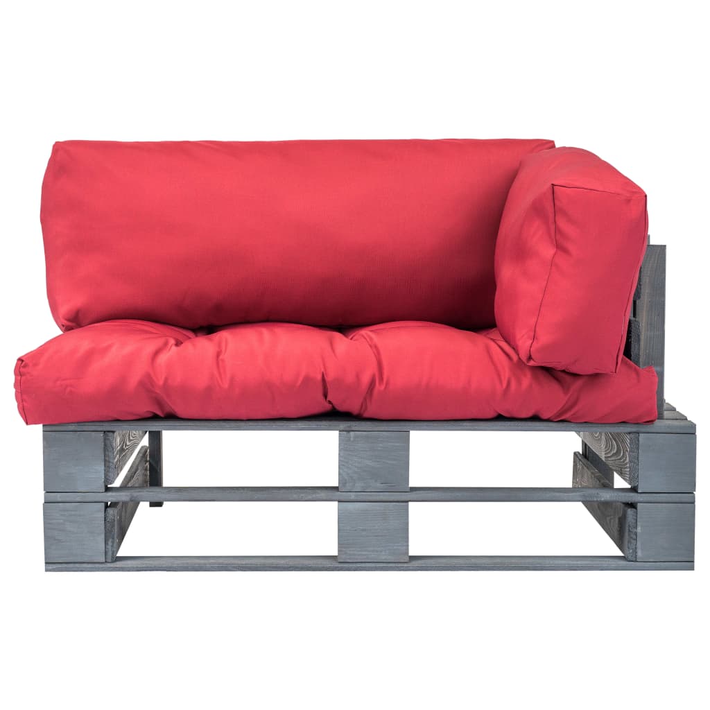 vidaXL Garden Pallet Sofa with Red Cushions Pinewood