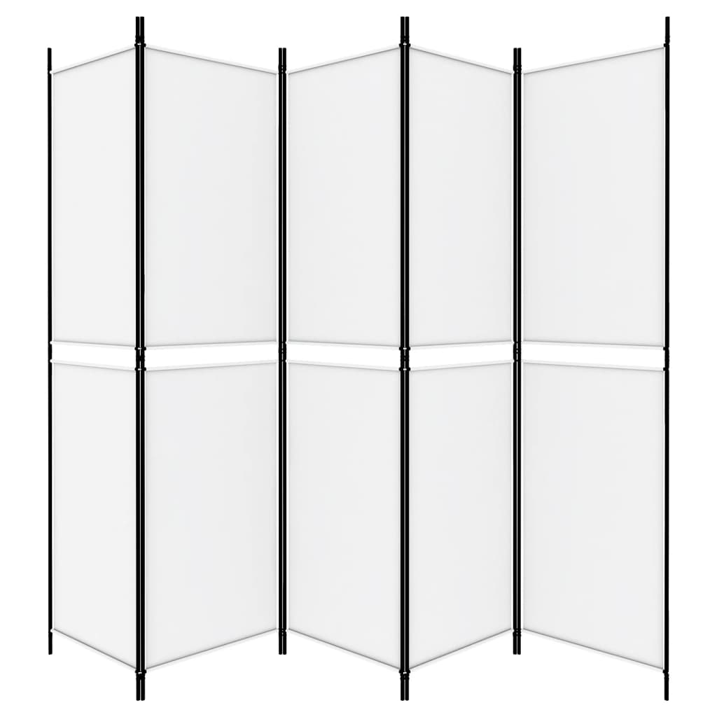 vidaXL 5-Panel Room Divider White 250x200 cm Fabric