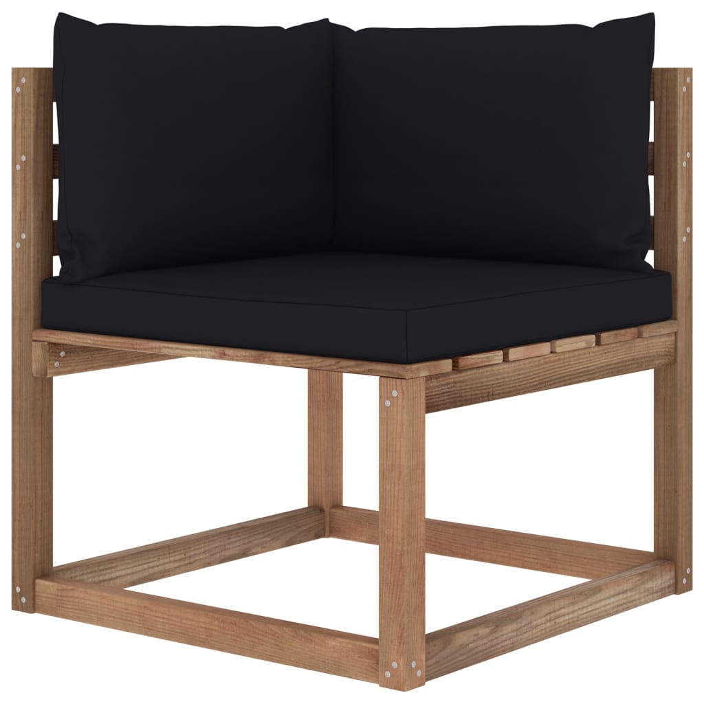vidaXL Garden 4-Seater Pallet Sofa with Cushions Impregnated Pinewood