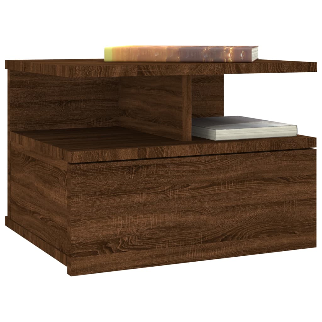vidaXL Floating Nightstand 2 pcs Brown Oak 40x31x27 cm Engineered Wood