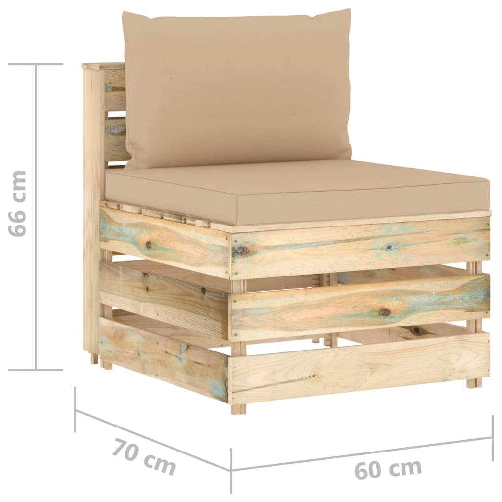 vidaXL 10 Piece Garden Lounge Set with Cushions Green Impregnated Wood