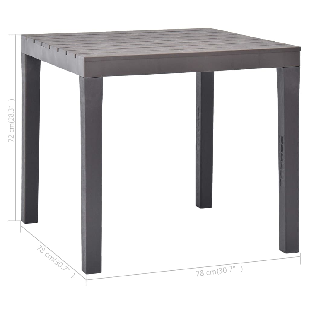 vidaXL Garden Table Mocca 78x78x72 cm Plastic