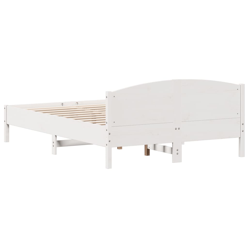 vidaXL Bed Frame with Headboard White 160x200 cm Solid Wood Pine