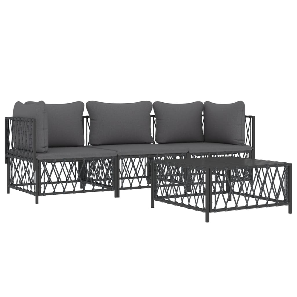 vidaXL 4 Piece Garden Lounge Set with Cushions Anthracite Steel