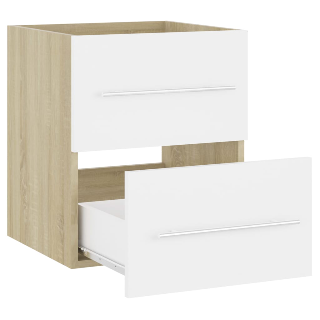 vidaXL Sink Cabinet with Built-in Basin White and Sonoma Oak Engineered Wood