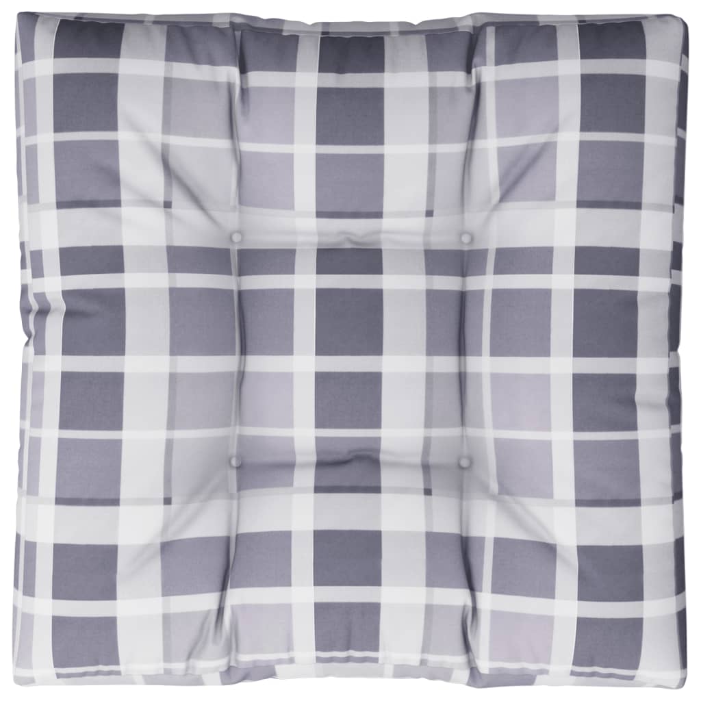 vidaXL Pallet Cushion Grey Check Pattern 80x80x12 cm Fabric