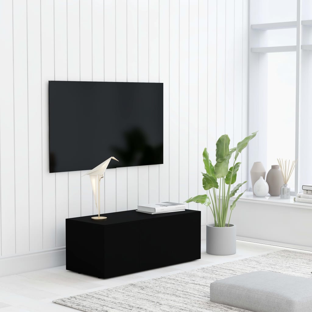 vidaXL TV Cabinet Black 80x34x30 cm Engineered Wood