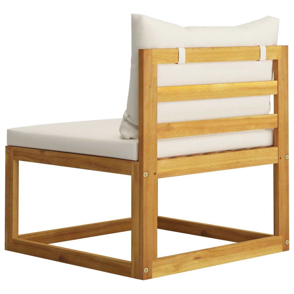 vidaXL 7 Piece Garden Lounge Set with Cushion Cream Solid Acacia Wood
