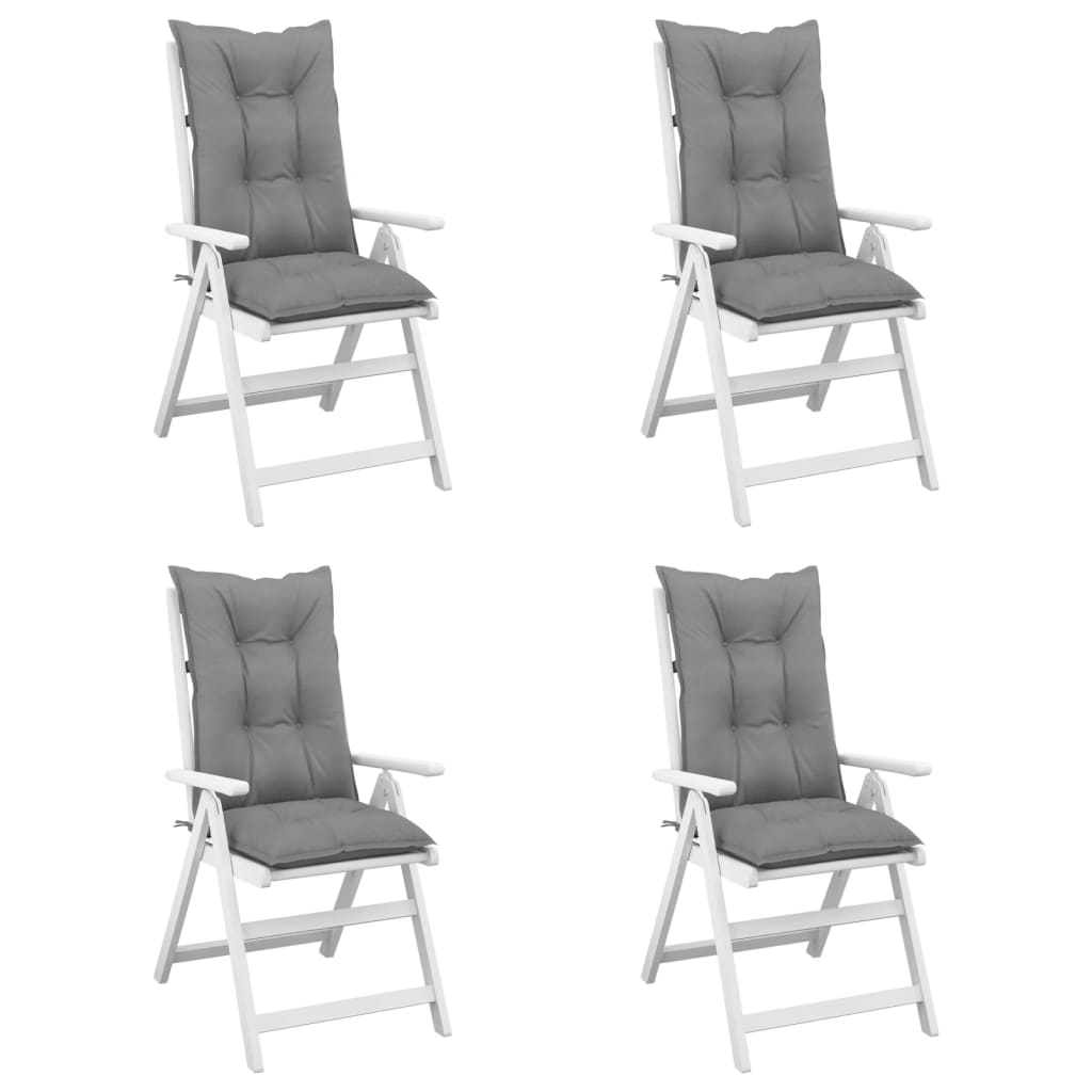 vidaXL Garden Highback Chair Cushions 4 pcs Grey 120x50x7 cm Fabric