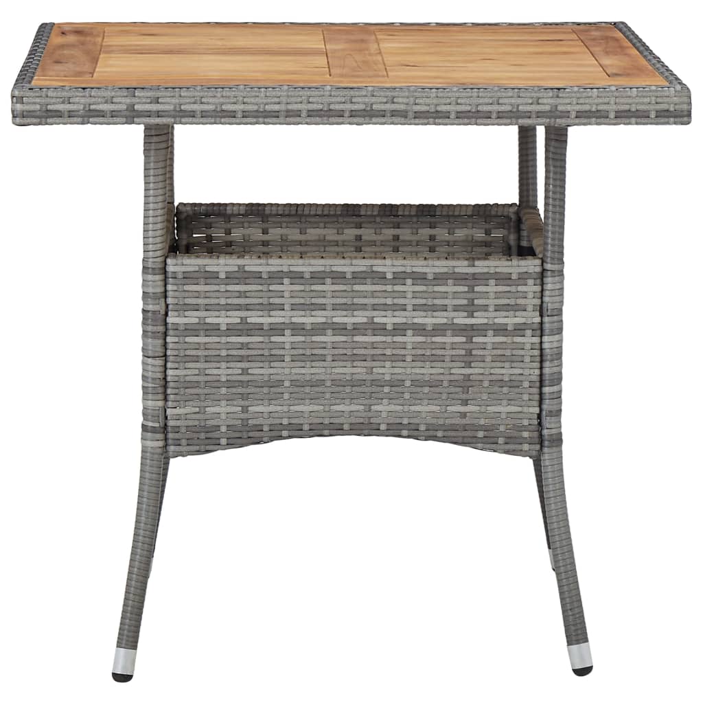 vidaXL Outdoor Dining Table Grey Poly Rattan and Solid Acacia Wood