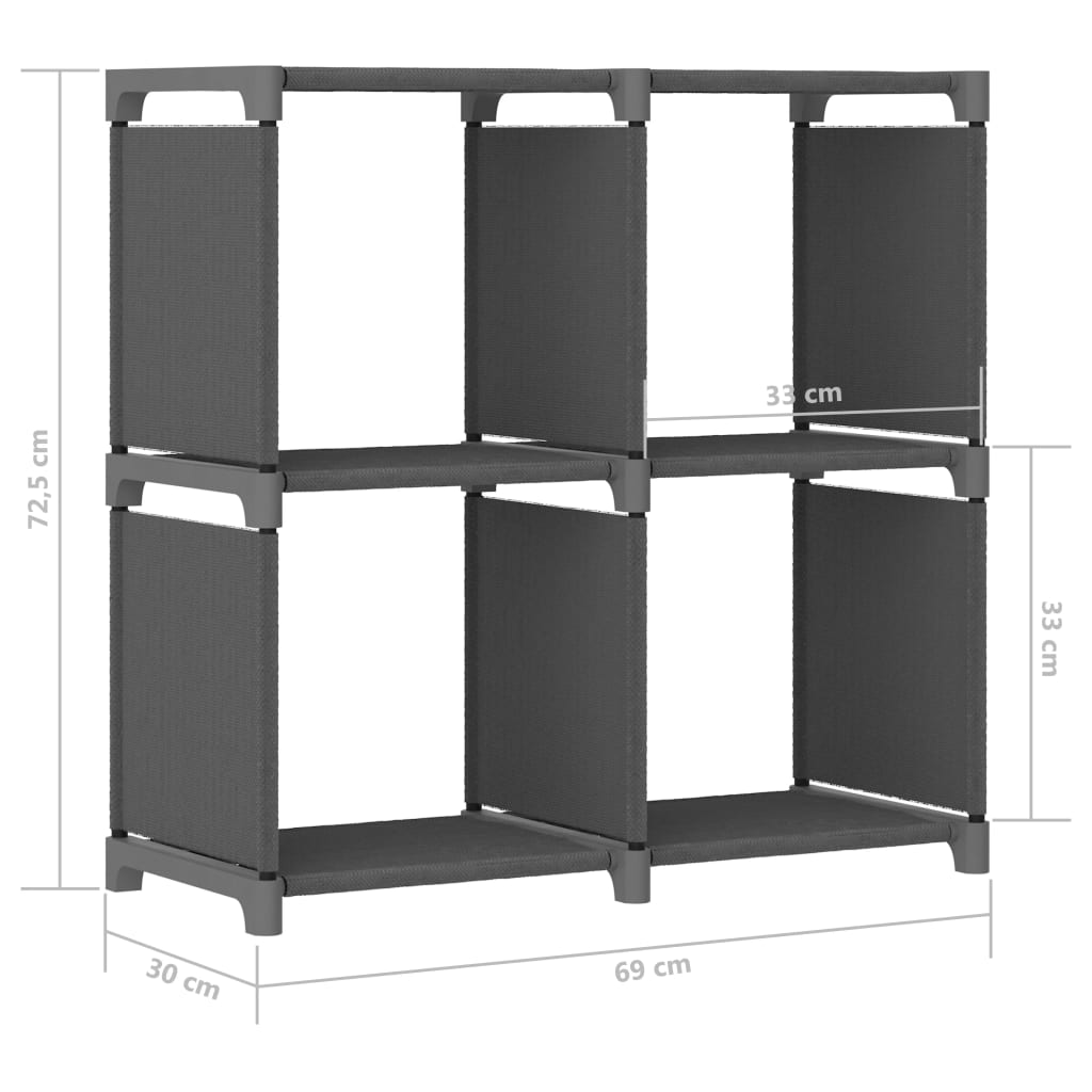 vidaXL 4-Cube Display Shelf Grey 69x30x72.5 cm Fabric