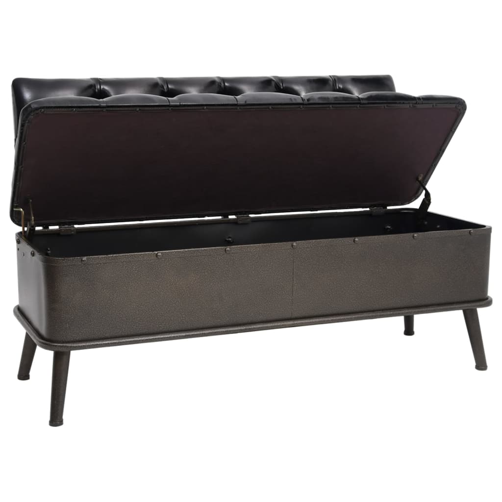 vidaXL Storage Bench with Backrest 110 cm Black Faux Leather