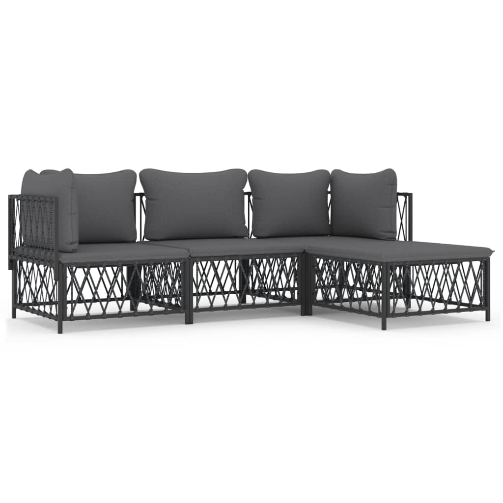 vidaXL 4 Piece Garden Lounge Set with Cushions Anthracite Steel