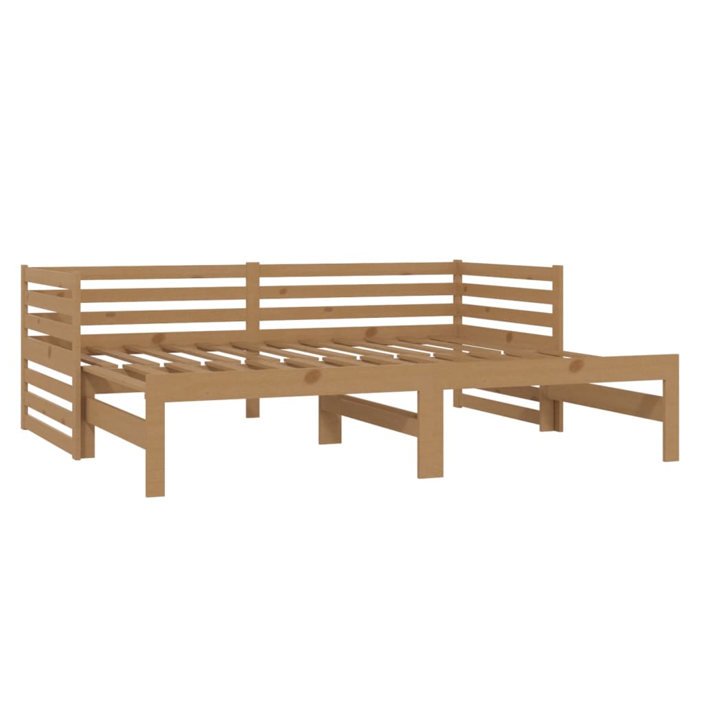 vidaXL Pull-out Day Bed 2x(90x200) cm Honey Brown Solid Wood Pine